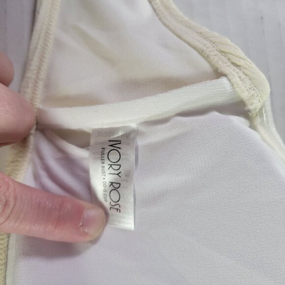 Ivory Rose Cream Textured Bandeau Halter Straps Bikini Top Size 36DD/E - Picture 8 of 9